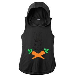 Easter Bunny With Carrot Cross Skull Bones Women Ladies PosiCharge Tri-Blend Wicking Draft Hoodie Tank