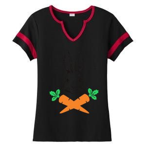 Easter Bunny With Carrot Cross Skull Bones Women Ladies Halftime Notch Neck Tee