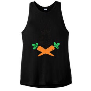 Easter Bunny With Carrot Cross Skull Bones Women Ladies PosiCharge Tri-Blend Wicking Tank