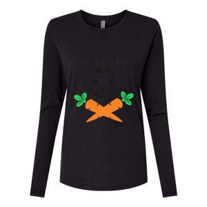 Easter Bunny With Carrot Cross Skull Bones Women Womens Cotton Relaxed Long Sleeve T-Shirt