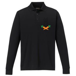 Easter Bunny With Carrot Cross Skull Bones Women Performance Long Sleeve Polo