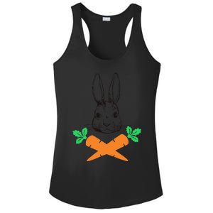 Easter Bunny With Carrot Cross Skull Bones Women Ladies PosiCharge Competitor Racerback Tank