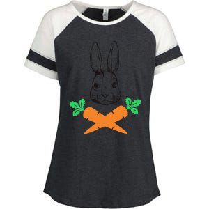 Easter Bunny With Carrot Cross Skull Bones Women Enza Ladies Jersey Colorblock Tee