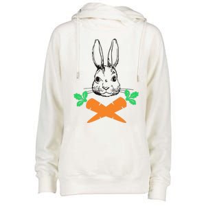 Easter Bunny With Carrot Cross Skull Bones Women Womens Funnel Neck Pullover Hood