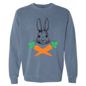 Easter Bunny With Carrot Cross Skull Bones Women Garment-Dyed Sweatshirt