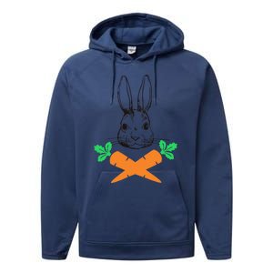 Easter Bunny With Carrot Cross Skull Bones Women Performance Fleece Hoodie