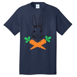 Easter Bunny With Carrot Cross Skull Bones Women Tall T-Shirt