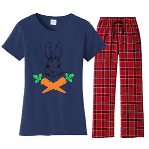 Easter Bunny With Carrot Cross Skull Bones Women Women's Flannel Pajama Set