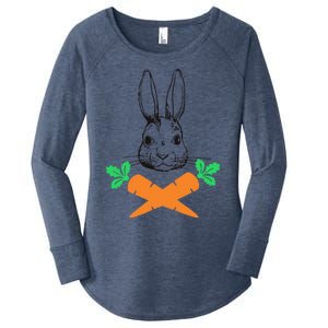 Easter Bunny With Carrot Cross Skull Bones Women Women's Perfect Tri Tunic Long Sleeve Shirt