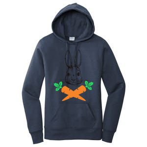 Easter Bunny With Carrot Cross Skull Bones Women Women's Pullover Hoodie