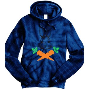 Easter Bunny With Carrot Cross Skull Bones Women Tie Dye Hoodie