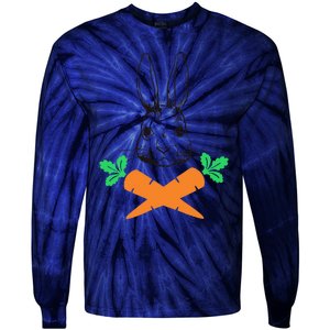 Easter Bunny With Carrot Cross Skull Bones Women Tie-Dye Long Sleeve Shirt