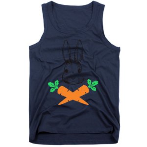 Easter Bunny With Carrot Cross Skull Bones Women Tank Top