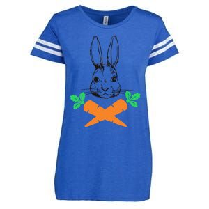 Easter Bunny With Carrot Cross Skull Bones Women Enza Ladies Jersey Football T-Shirt