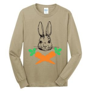 Easter Bunny With Carrot Cross Skull Bones Women Tall Long Sleeve T-Shirt