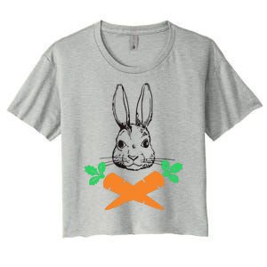 Easter Bunny With Carrot Cross Skull Bones Women Women's Crop Top Tee