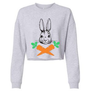 Easter Bunny With Carrot Cross Skull Bones Women Cropped Pullover Crew