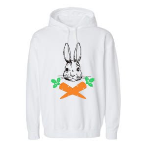 Easter Bunny With Carrot Cross Skull Bones Women Garment-Dyed Fleece Hoodie