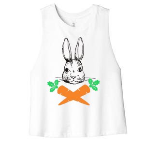 Easter Bunny With Carrot Cross Skull Bones Women Women's Racerback Cropped Tank