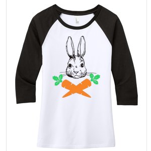 Easter Bunny With Carrot Cross Skull Bones Women Women's Tri-Blend 3/4-Sleeve Raglan Shirt