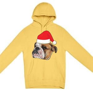 English Bulldog With Santa Claus Hat Dog Lover Christmas Gift Premium Pullover Hoodie