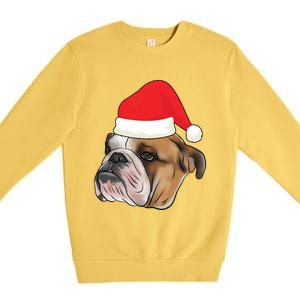 English Bulldog With Santa Claus Hat Dog Lover Christmas Gift Premium Crewneck Sweatshirt