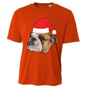 English Bulldog With Santa Claus Hat Dog Lover Christmas Gift Cooling Performance Crew T-Shirt