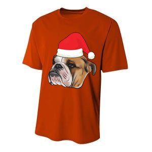 English Bulldog With Santa Claus Hat Dog Lover Christmas Gift Performance Sprint T-Shirt