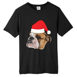 English Bulldog With Santa Claus Hat Dog Lover Christmas Gift Tall Fusion ChromaSoft Performance T-Shirt