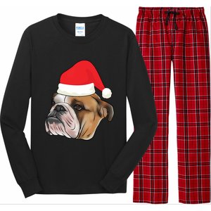 English Bulldog With Santa Claus Hat Dog Lover Christmas Gift Long Sleeve Pajama Set