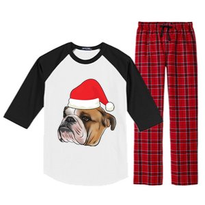 English Bulldog With Santa Claus Hat Dog Lover Christmas Gift Raglan Sleeve Pajama Set