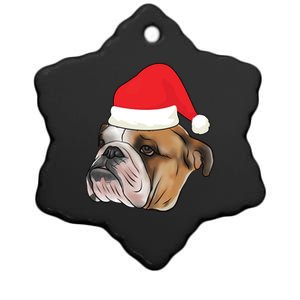 English Bulldog With Santa Claus Hat Dog Lover Christmas Gift Ceramic Star Ornament