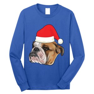 English Bulldog With Santa Claus Hat Dog Lover Christmas Gift Long Sleeve Shirt