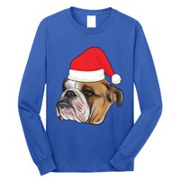 English Bulldog With Santa Claus Hat Dog Lover Christmas Gift Long Sleeve Shirt