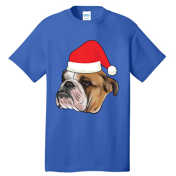 English Bulldog With Santa Claus Hat Dog Lover Christmas Gift Tall T-Shirt