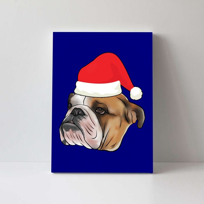 English Bulldog With Santa Claus Hat Dog Lover Christmas Gift Canvas