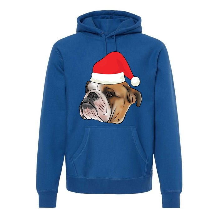 English Bulldog With Santa Claus Hat Dog Lover Christmas Gift Premium Hoodie