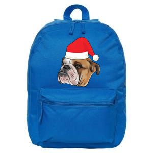 English Bulldog With Santa Claus Hat Dog Lover Christmas Gift 16 in Basic Backpack