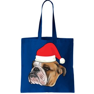 English Bulldog With Santa Claus Hat Dog Lover Christmas Gift Tote Bag