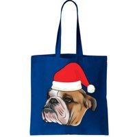 English Bulldog With Santa Claus Hat Dog Lover Christmas Gift Tote Bag