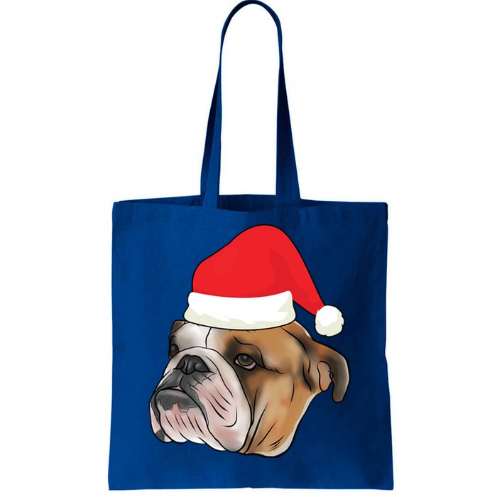 English Bulldog With Santa Claus Hat Dog Lover Christmas Gift Tote Bag