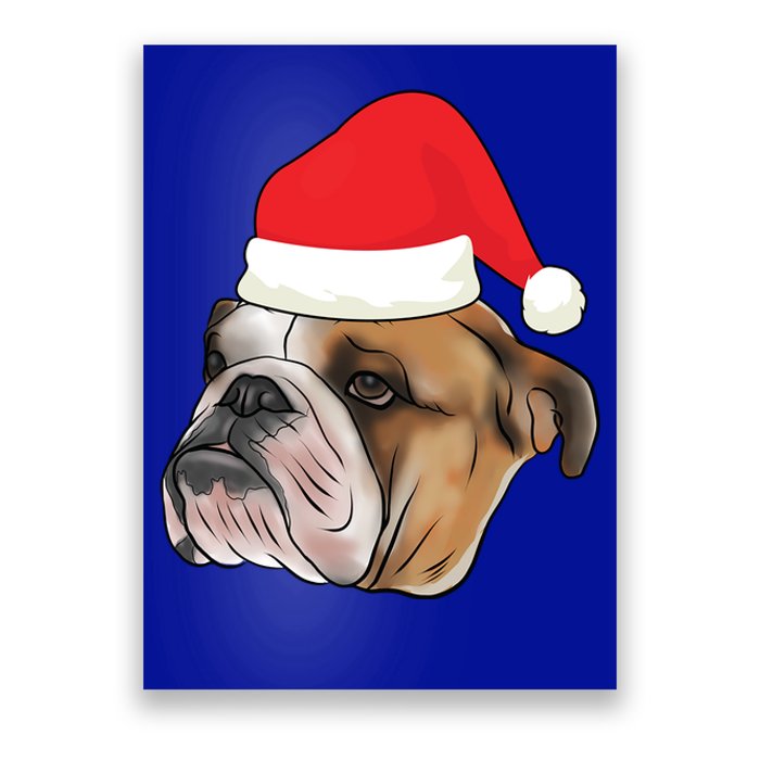 English Bulldog With Santa Claus Hat Dog Lover Christmas Gift Poster