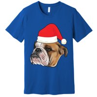 English Bulldog With Santa Claus Hat Dog Lover Christmas Gift Premium T-Shirt