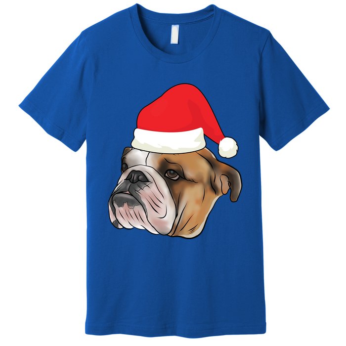 English Bulldog With Santa Claus Hat Dog Lover Christmas Gift Premium T-Shirt