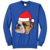 English Bulldog With Santa Claus Hat Dog Lover Christmas Gift Tall Sweatshirt