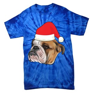 English Bulldog With Santa Claus Hat Dog Lover Christmas Gift Tie-Dye T-Shirt