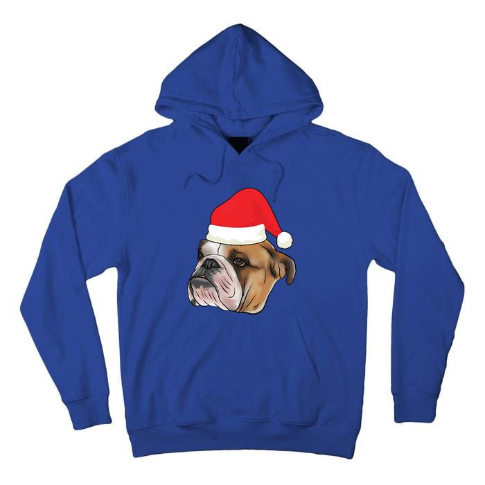 English Bulldog With Santa Claus Hat Dog Lover Christmas Gift Tall Hoodie