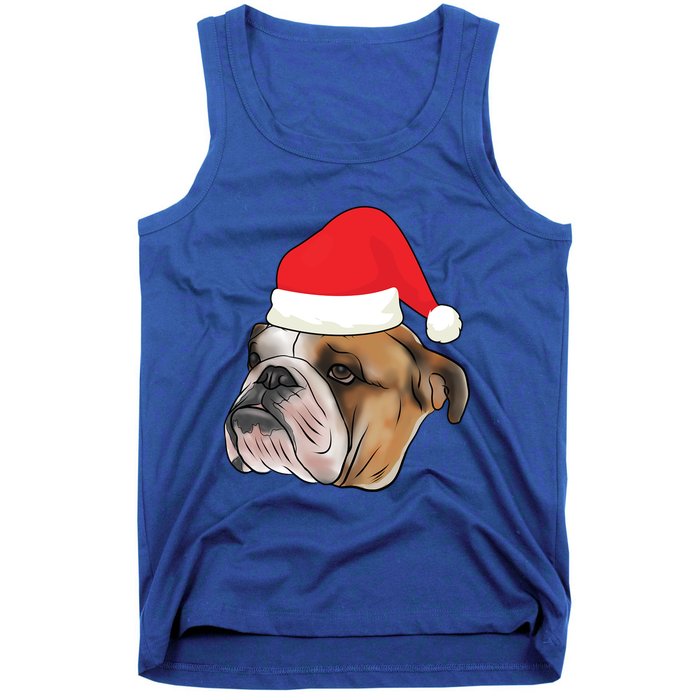 English Bulldog With Santa Claus Hat Dog Lover Christmas Gift Tank Top