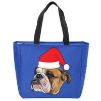 English Bulldog With Santa Claus Hat Dog Lover Christmas Gift Zip Tote Bag