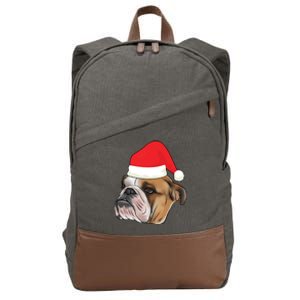 English Bulldog With Santa Claus Hat Dog Lover Christmas Gift Cotton Canvas Backpack